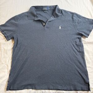 Ralph Lauren Polo Shirt Youth Large Navy Custom Slim Fit Pony Short Sleeve